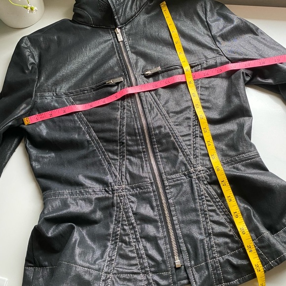 HOGAN by Karl Lagerfeld Gorgeous Black Metallik Denim Jacket Authentic Size 44/S - Picture 9 of 13